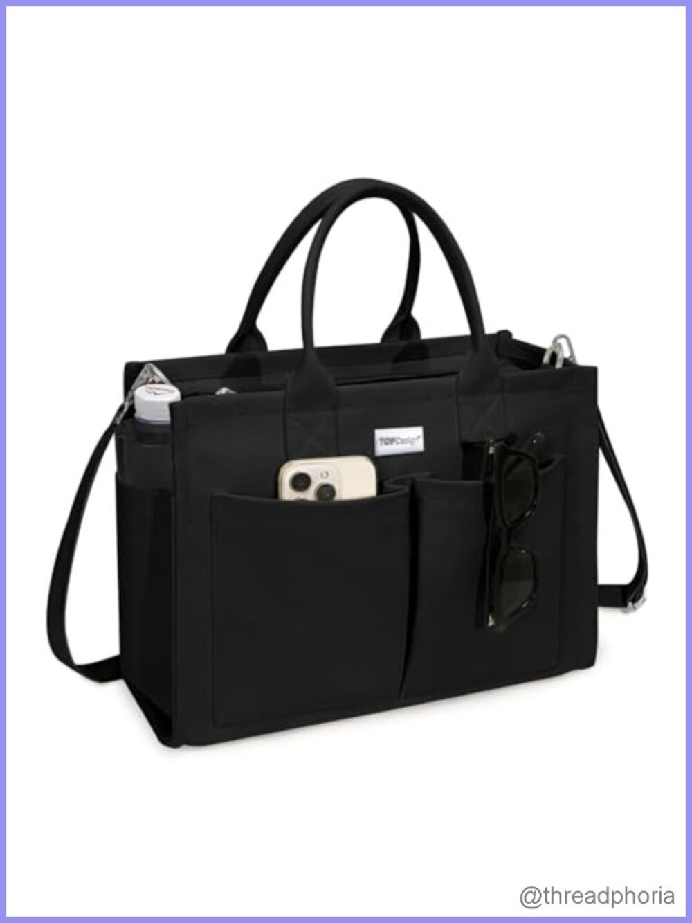 Heavy-Duty 16oz Canvas Tote Bag 9 Pockets Adjustable Crossbody